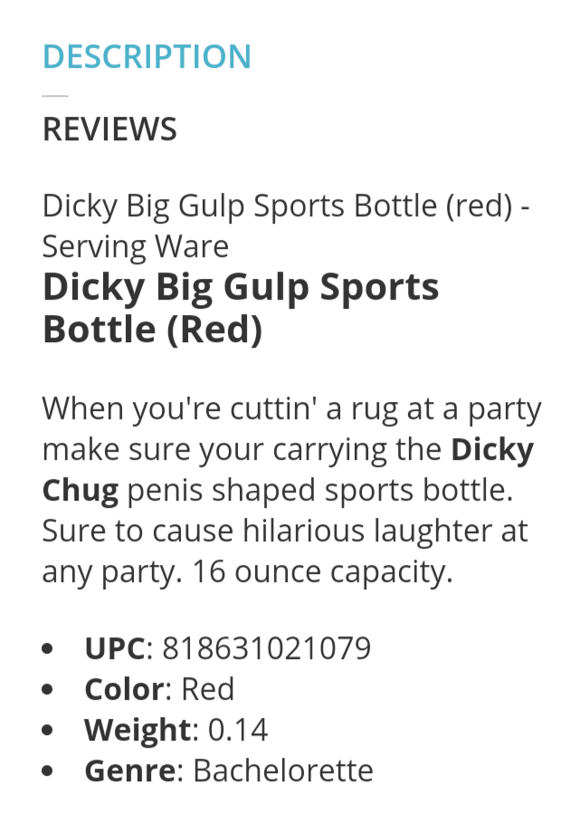 bachelorette party - dicky chug big black sports bottle